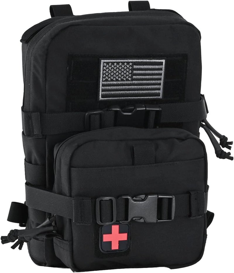 tactifans Tactical Mini Molle Hydration Pack,Molle Hydration Carrier with IFAK Pouch&US Flag&Med Patch,Hydropack for 2L Water Bladder - Image 1